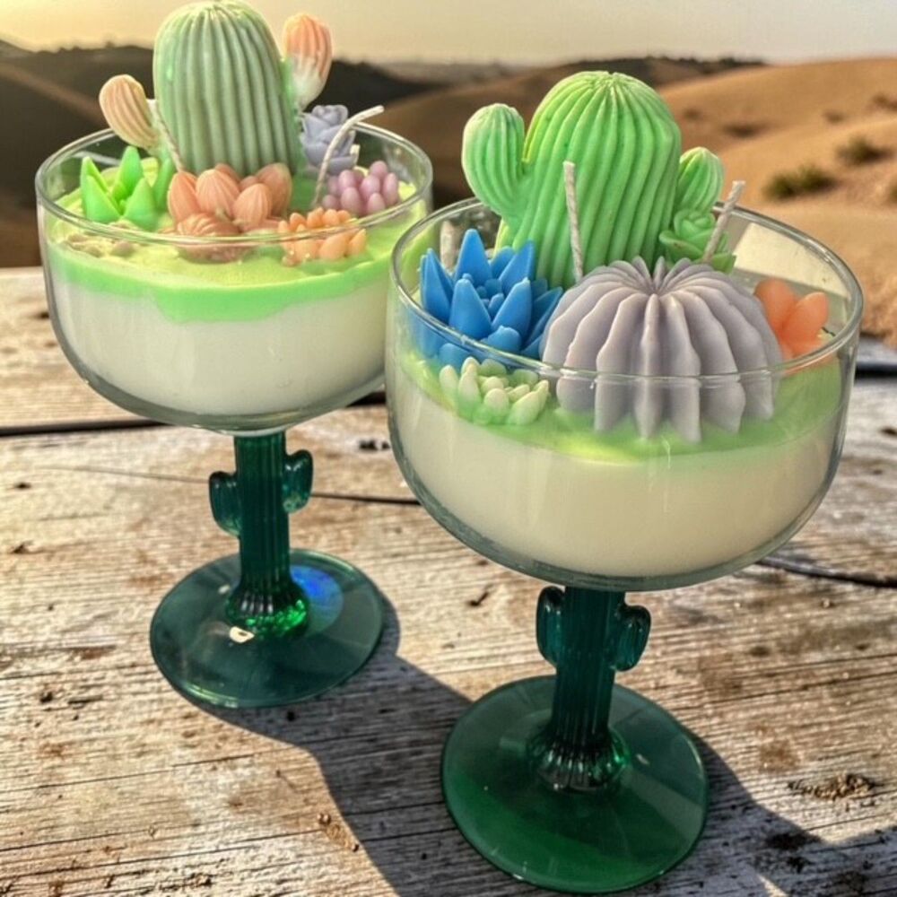 Handcrafted Desert Bloom Cactus Garden Margarita Candle | Soy & Beeswax